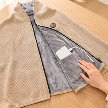 Inside the AerPack WarmWrap: velvet lining and power bank pocket with USB cable